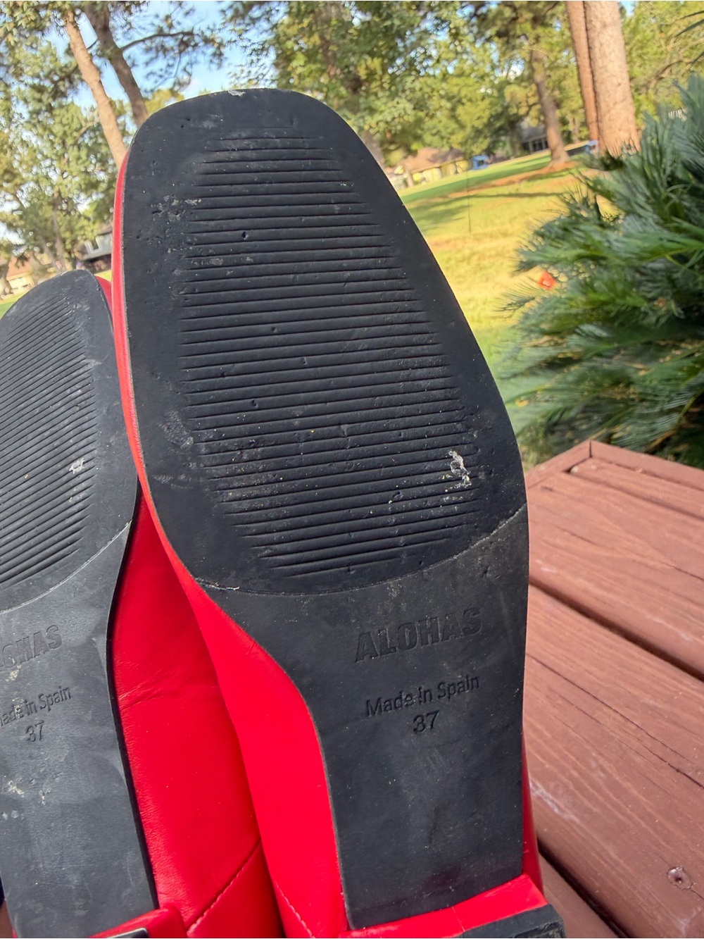 ALOHAS Por Do Sol Red Leather Mary Jane Ballet Flats EU 37 US 6.5 $190 - Picture 12 of 15